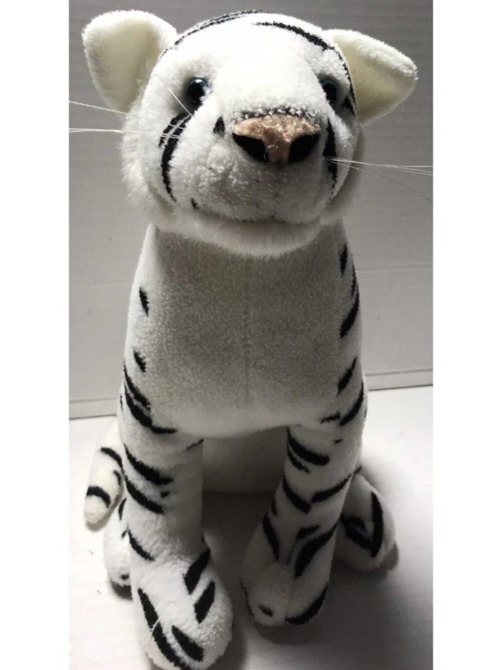 White Bengal Tiger Striped Stuffed Realistic Animal Plush READ